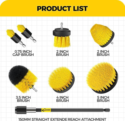 8-Piece Drill Brush Attachment Set – Power Scrubbing Made Easy